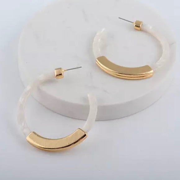 Jewelry - 3/$10 LAST PAIR BIG White Acrylic Hoop Earrings